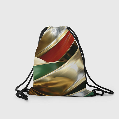 Мешок для обуви Золотая абстракция с зелеными и красными вставками / 3D-принт – фото 2