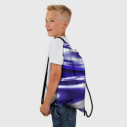 Рюкзак-мешок Белая синяя абстракция волнами, цвет: 3D-принт — фото 2