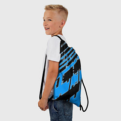 Рюкзак-мешок Синие линии на чёрном фоне, цвет: 3D-принт — фото 2