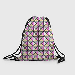 Рюкзак-мешок Геометрический треугольники бело-серо-розовый, цвет: 3D-принт