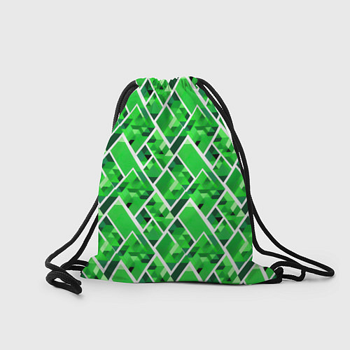 Мешок для обуви Зелёные треугольники и белые полосы / 3D-принт – фото 2