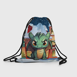 Рюкзак-мешок Зеленый городской дракон, цвет: 3D-принт