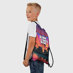 Рюкзак-мешок GTA 6 лого на фоне заката, цвет: 3D-принт — фото 2