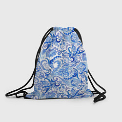 Рюкзак-мешок Гжельская роспись на белом фоне, цвет: 3D-принт