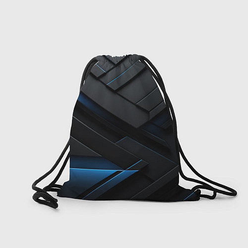 Мешок для обуви Голубая неоновая полоса на черном / 3D-принт – фото 2