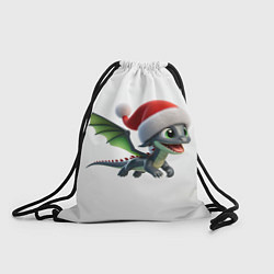 Рюкзак-мешок Милый дракончик, в шапке деда мороза, цвет: 3D-принт