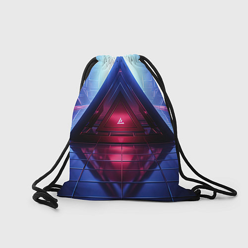 Мешок для обуви Фиолетовое свечение за треугольной абстракцией / 3D-принт – фото 2