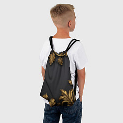 Рюкзак-мешок Золотые объемные листья, цвет: 3D-принт — фото 2