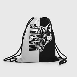 Рюкзак-мешок Волк - чёрно белое, цвет: 3D-принт