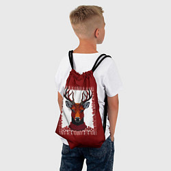 Рюкзак-мешок Олень на красном фоне, цвет: 3D-принт — фото 2