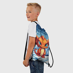 Рюкзак-мешок Оранжевый строгий дракон, цвет: 3D-принт — фото 2