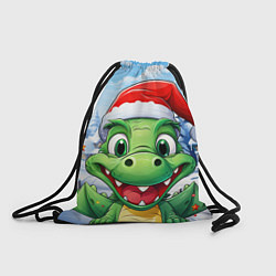 Рюкзак-мешок Зеленый счастливый дракон новогодний, цвет: 3D-принт