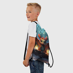 Рюкзак-мешок Маленький огненный дракоша, цвет: 3D-принт — фото 2