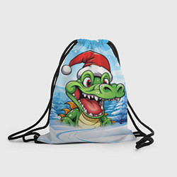 Рюкзак-мешок Веселый дракон на фоне зимы, цвет: 3D-принт