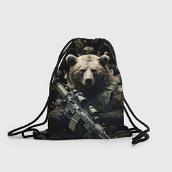 Рюкзак-мешок Медведь солдат с винтовкой, цвет: 3D-принт