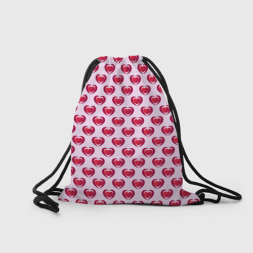 Мешок для обуви Двойное сердце на розовом фоне / 3D-принт – фото 2
