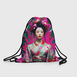 Рюкзак-мешок Сад сакуры - гейша в традиционном японском кимоно, цвет: 3D-принт