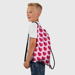 Рюкзак-мешок Красные сердца на розовом фоне, цвет: 3D-принт — фото 2