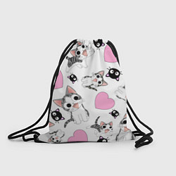 Рюкзак-мешок Влюблённый котик аниме и сердечки, цвет: 3D-принт