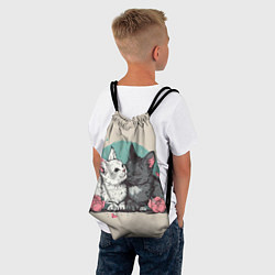 Рюкзак-мешок 14 февраля влюбленные котики, цвет: 3D-принт — фото 2
