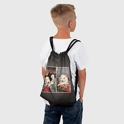 Рюкзак-мешок Кот - мем в японской стилистике, цвет: 3D-принт — фото 2