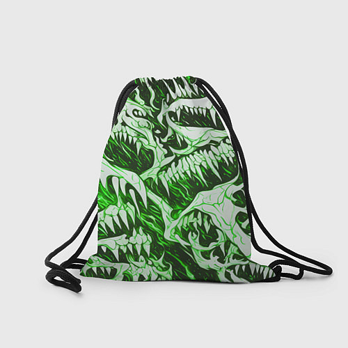 Мешок для обуви Белые клыки на зелёном фоне / 3D-принт – фото 2