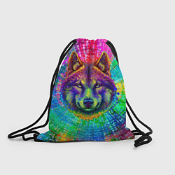 Рюкзак-мешок Цветной волк, цвет: 3D-принт