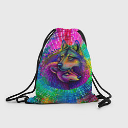 Рюкзак-мешок Цветные волк с волчицей, цвет: 3D-принт