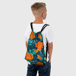Рюкзак-мешок Паттерн с оранжевыми цветами, цвет: 3D-принт — фото 2