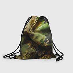 Рюкзак-мешок Реалистичный камуфляж на ткани, цвет: 3D-принт