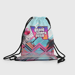 Рюкзак-мешок Gta 6 логотип в стиле vice city, цвет: 3D-принт