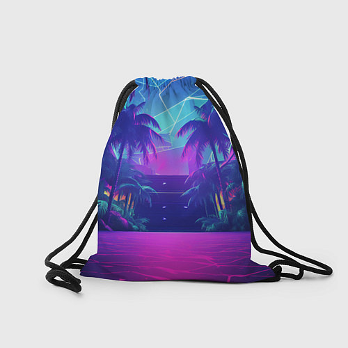 Мешок для обуви Gta 6 логотип в стиле ночного vice city / 3D-принт – фото 2