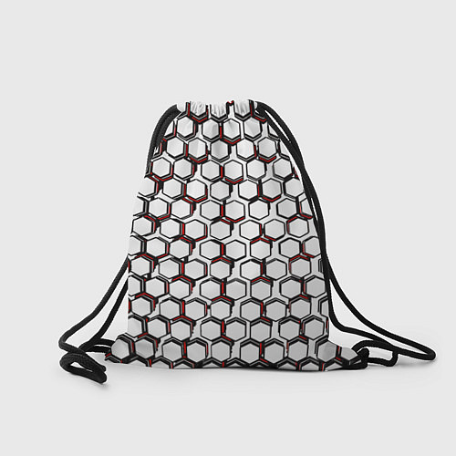 Мешок для обуви Киберпанк узор из шестиугольников красный / 3D-принт – фото 2