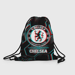 Рюкзак-мешок Chelsea FC в стиле glitch на темном фоне, цвет: 3D-принт