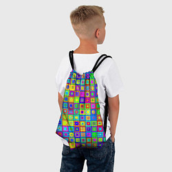 Рюкзак-мешок Узор из разноцветных квадратов, цвет: 3D-принт — фото 2