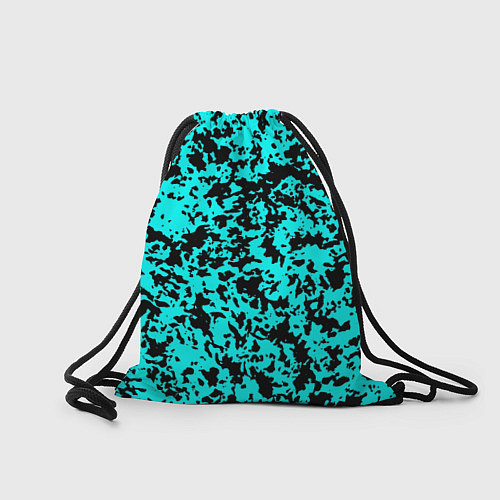 Мешок для обуви Пятнистый яркий чёрно-голубой / 3D-принт – фото 2