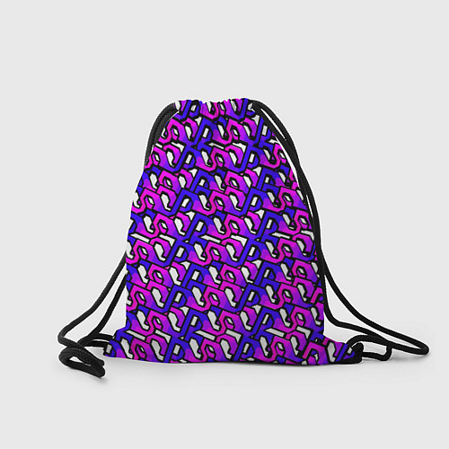 Мешок для обуви Фиолетовый узор и чёрная обводка / 3D-принт – фото 2