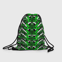 Рюкзак-мешок Зелёно-белая техно броня, цвет: 3D-принт