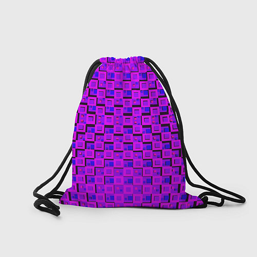 Мешок для обуви Фиолетовые квадраты на чёрном фоне / 3D-принт – фото 2