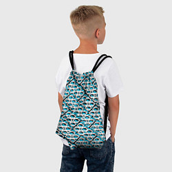 Рюкзак-мешок Сине-белый узор на чёрном фоне, цвет: 3D-принт — фото 2
