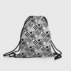 Рюкзак-мешок Современный черно белый геометрический узор, цвет: 3D-принт