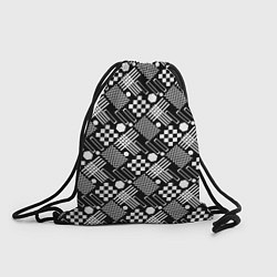 Рюкзак-мешок Черно белый узор из геометрических фигур, цвет: 3D-принт