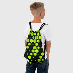 Рюкзак-мешок Зеленые соты киберпанк, цвет: 3D-принт — фото 2
