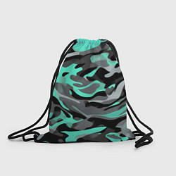 Рюкзак-мешок Серо-бирюзовый камуфляж, цвет: 3D-принт