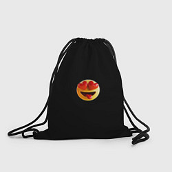 Рюкзак-мешок Объемный влюблённый смайл улыбка с языком черном, цвет: 3D-принт