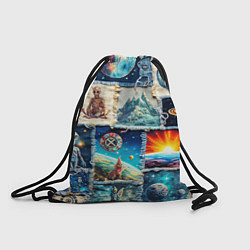 Рюкзак-мешок Разнообразие миров - пэчворк, цвет: 3D-принт