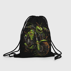 Рюкзак-мешок Зеленый ретро-мотоцикл, цвет: 3D-принт