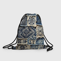 Рюкзак-мешок Татуировки майя на дениме, цвет: 3D-принт