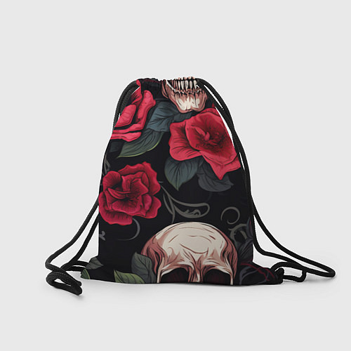 Мешок для обуви Черепа с красными розами / 3D-принт – фото 2