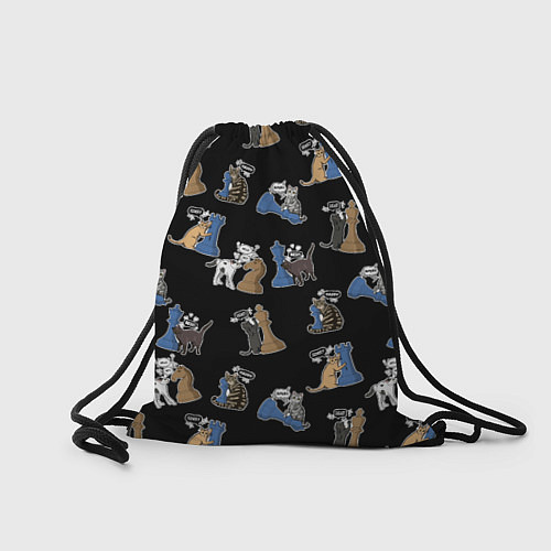 Мешок для обуви Котики и шахматы на черном / 3D-принт – фото 2